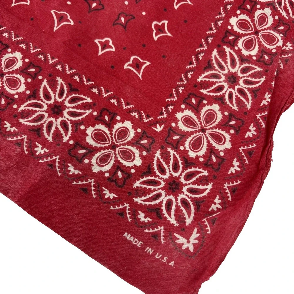 Vtg Bandana 1970's Fast Color Red 100% Cotton Made In USA Western RN 13962 READ